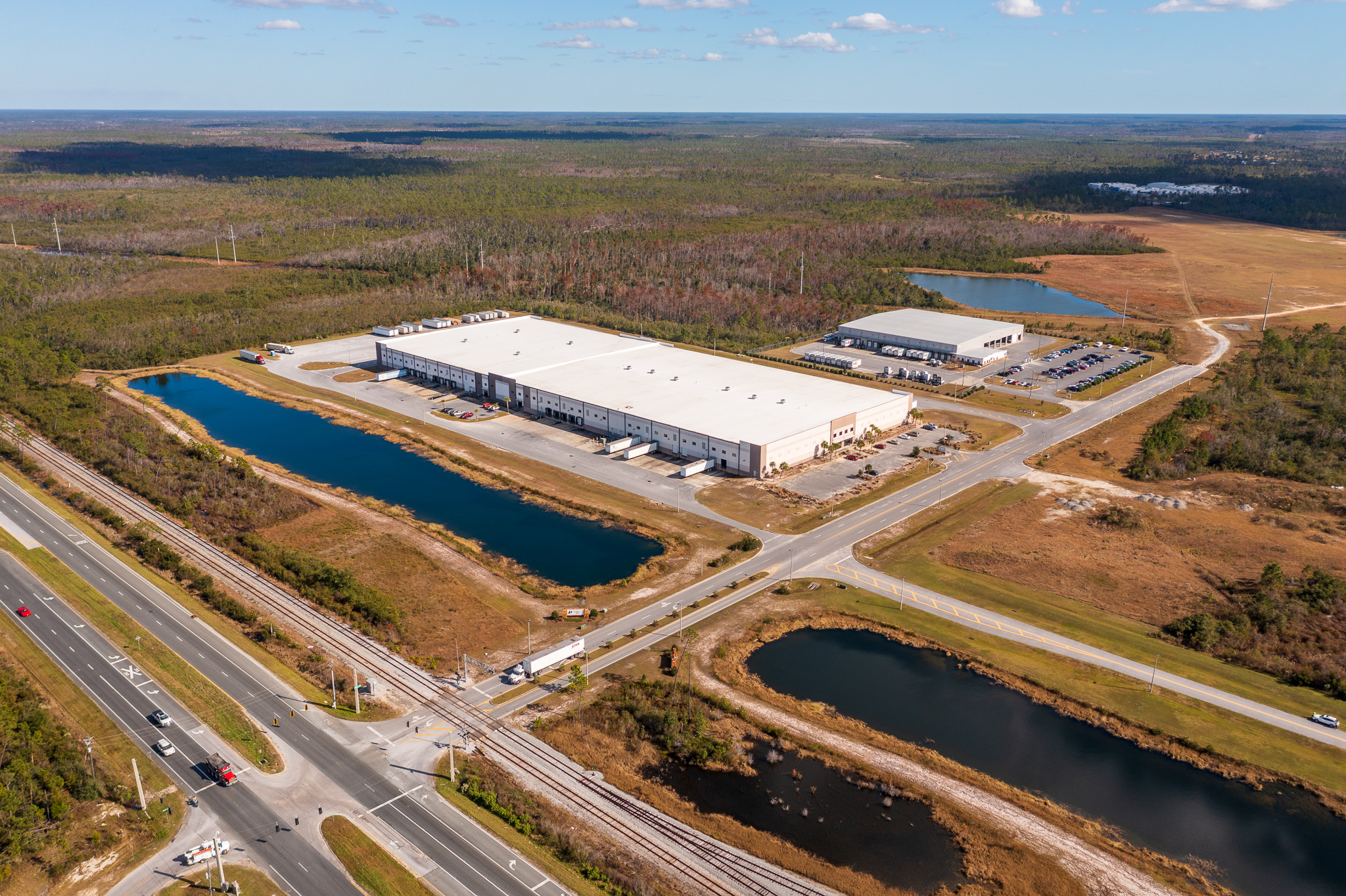 Aerial view of industrial site and buildings in Northwest Florida Aerial view of industrial site and buildings in Northwest Florida