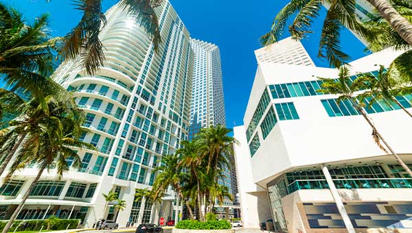 Street view of energy efficient buildings in Florida