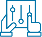 Hands pushing control buttons icon