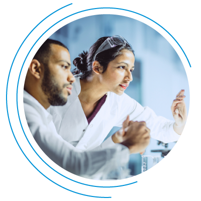 Lab technicians at work