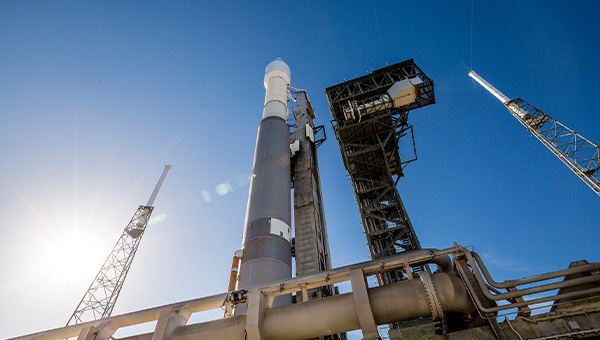 Low angle shot of rocket on launchpad in Florida Low angle shot of rocket on launchpad in Florida