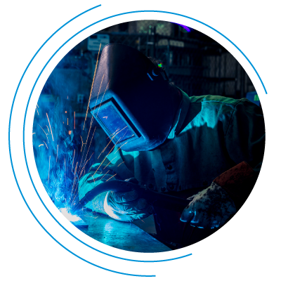 Skilled manufacturer welding on production floor in Florida. Skilled manufacturer welding on production floor in Florida.